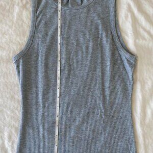 grey mock neck sleeveless top